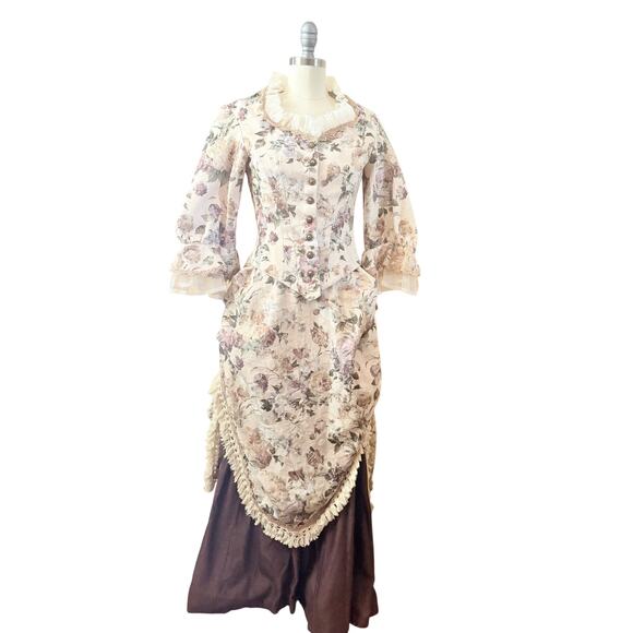 Victorian Floral Bustle Gown Costume Dress Steampunk Cosplay Halloween - Picture 1 of 11